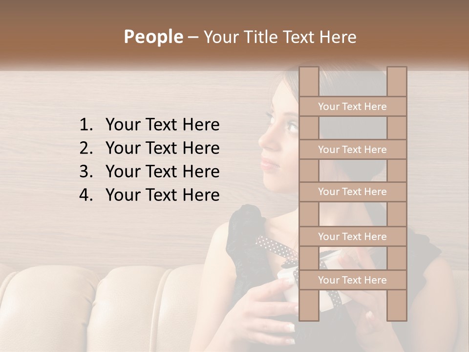 A Woman Sitting On A Couch With Her Hand On Her Chest PowerPoint Template