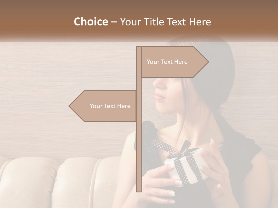 A Woman Sitting On A Couch With Her Hand On Her Chest PowerPoint Template