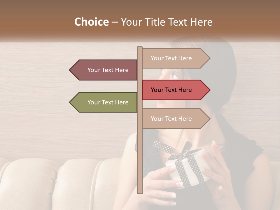 A Woman Sitting On A Couch With Her Hand On Her Chest PowerPoint Template