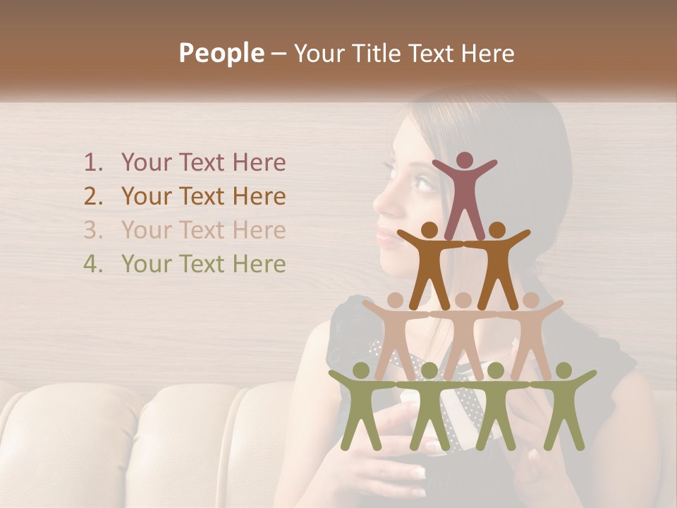 A Woman Sitting On A Couch With Her Hand On Her Chest PowerPoint Template