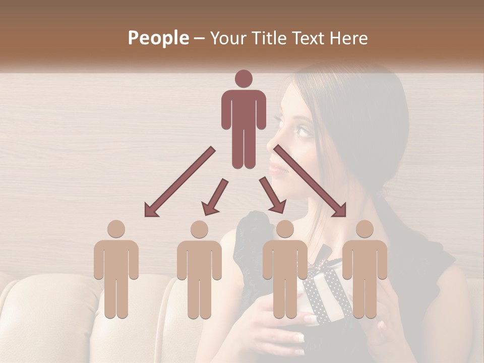 A Woman Sitting On A Couch With Her Hand On Her Chest PowerPoint Template