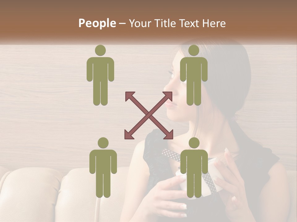 A Woman Sitting On A Couch With Her Hand On Her Chest PowerPoint Template
