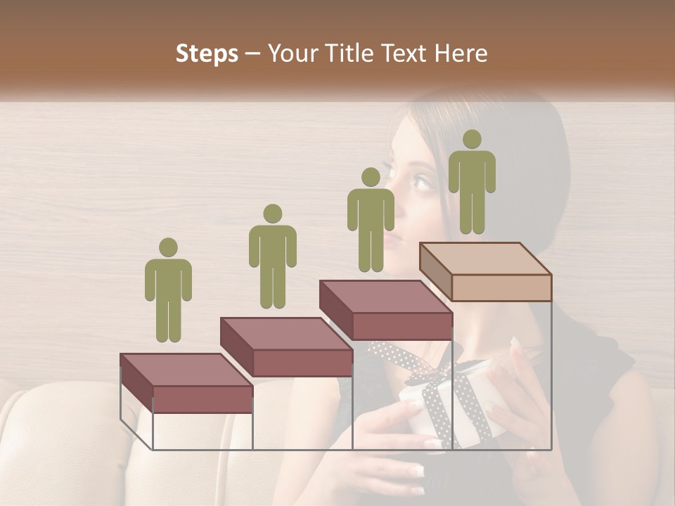 A Woman Sitting On A Couch With Her Hand On Her Chest PowerPoint Template