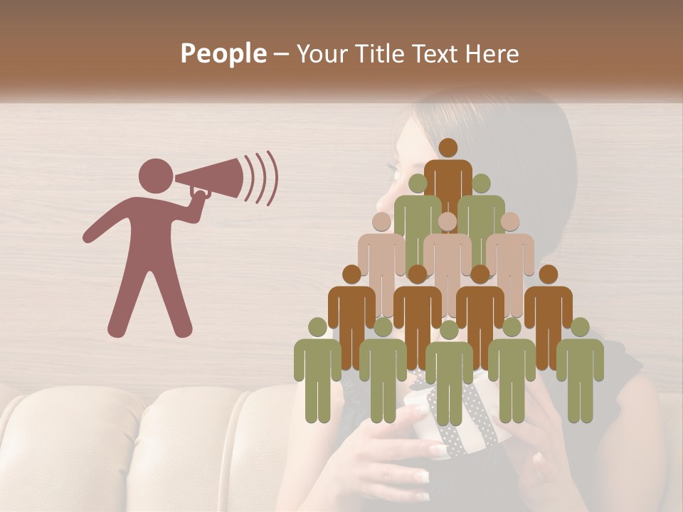 A Woman Sitting On A Couch With Her Hand On Her Chest PowerPoint Template