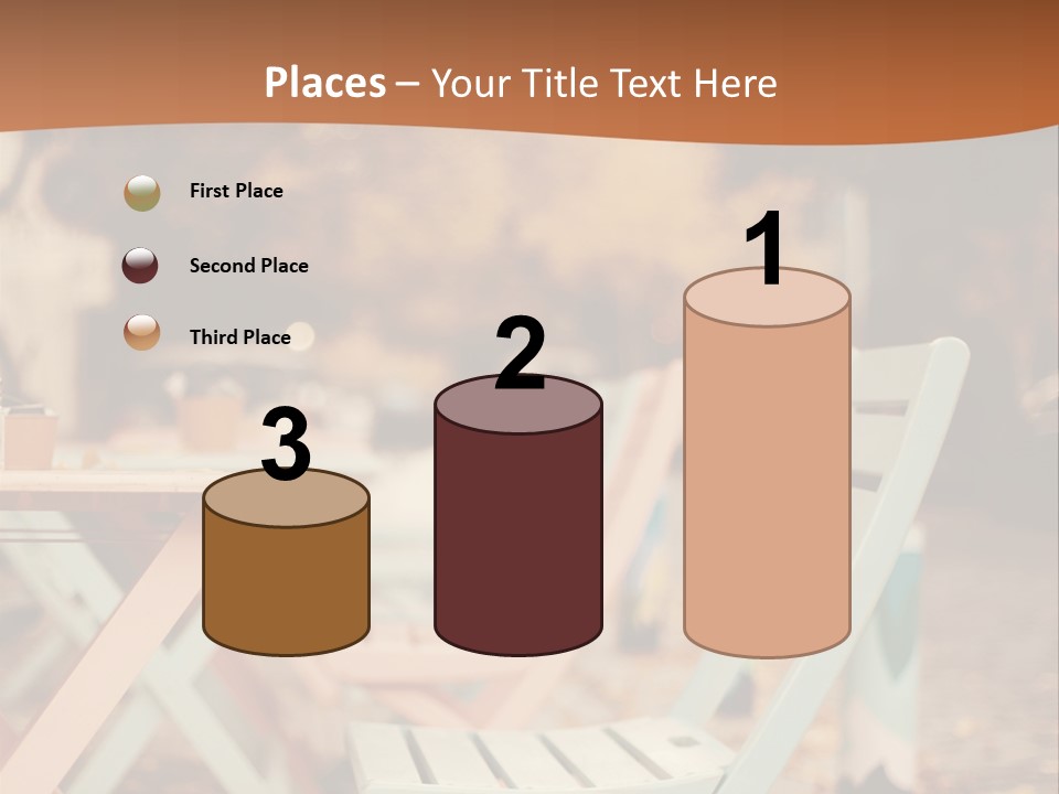 A Table And Chairs With A Cup Of Coffee On It PowerPoint Template