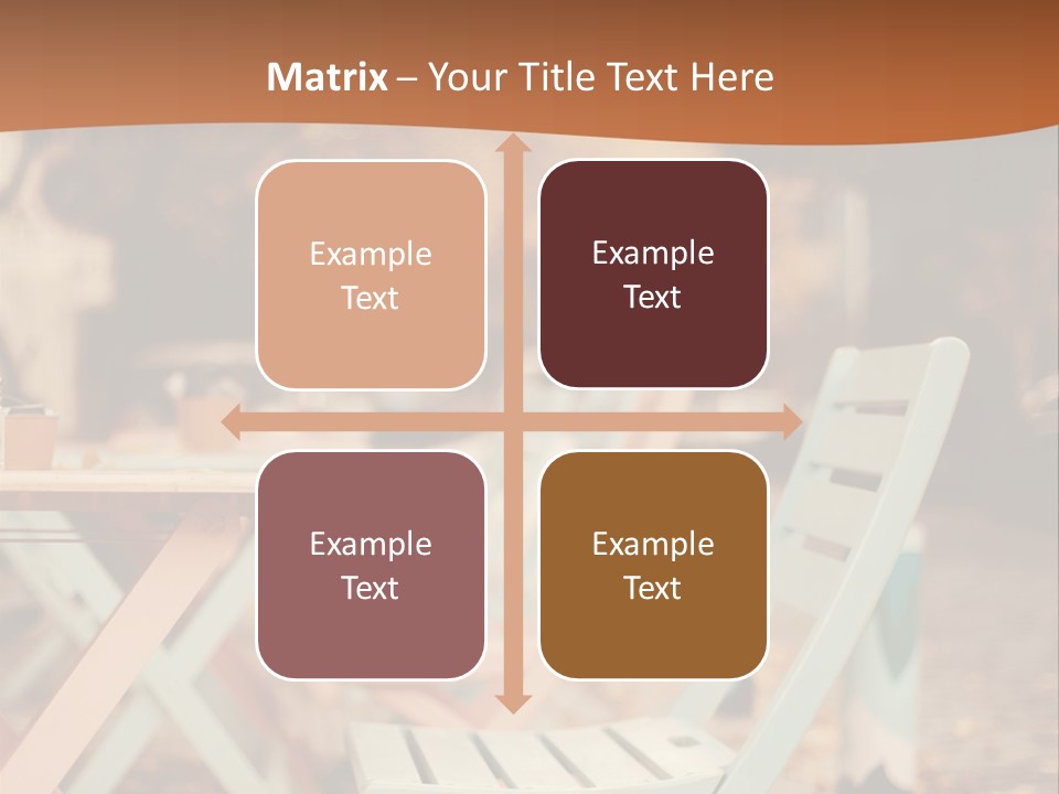 A Table And Chairs With A Cup Of Coffee On It PowerPoint Template