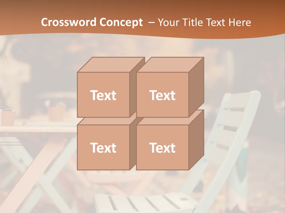 A Table And Chairs With A Cup Of Coffee On It PowerPoint Template