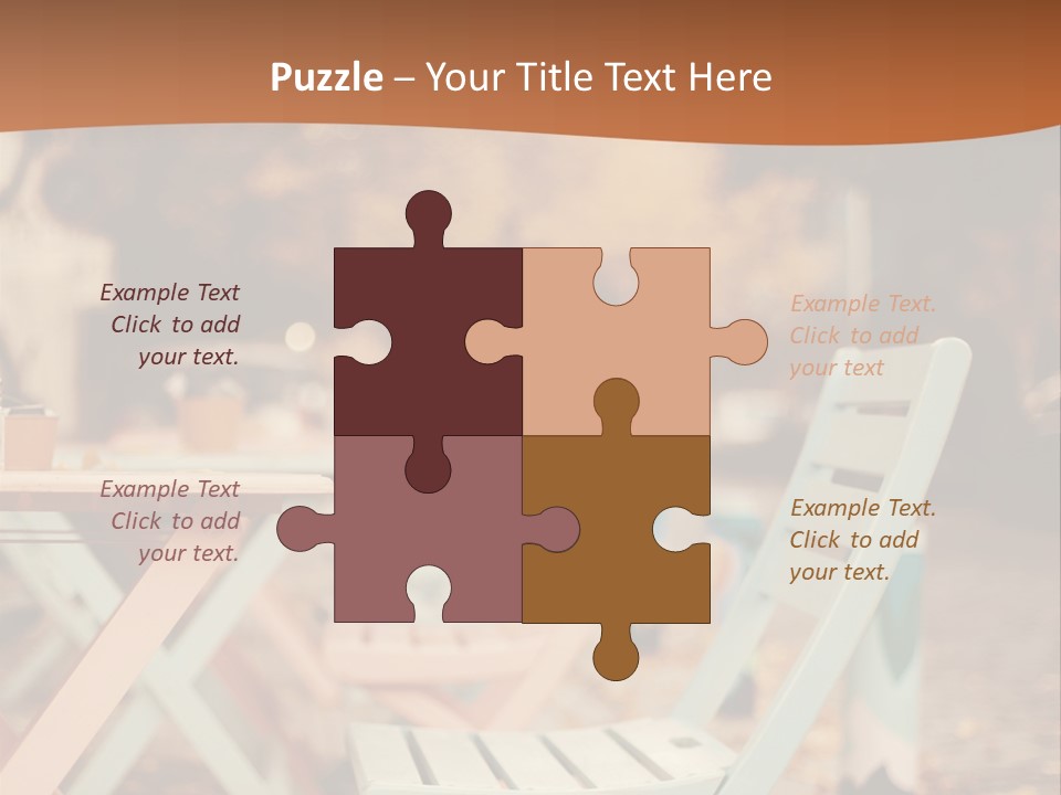 A Table And Chairs With A Cup Of Coffee On It PowerPoint Template