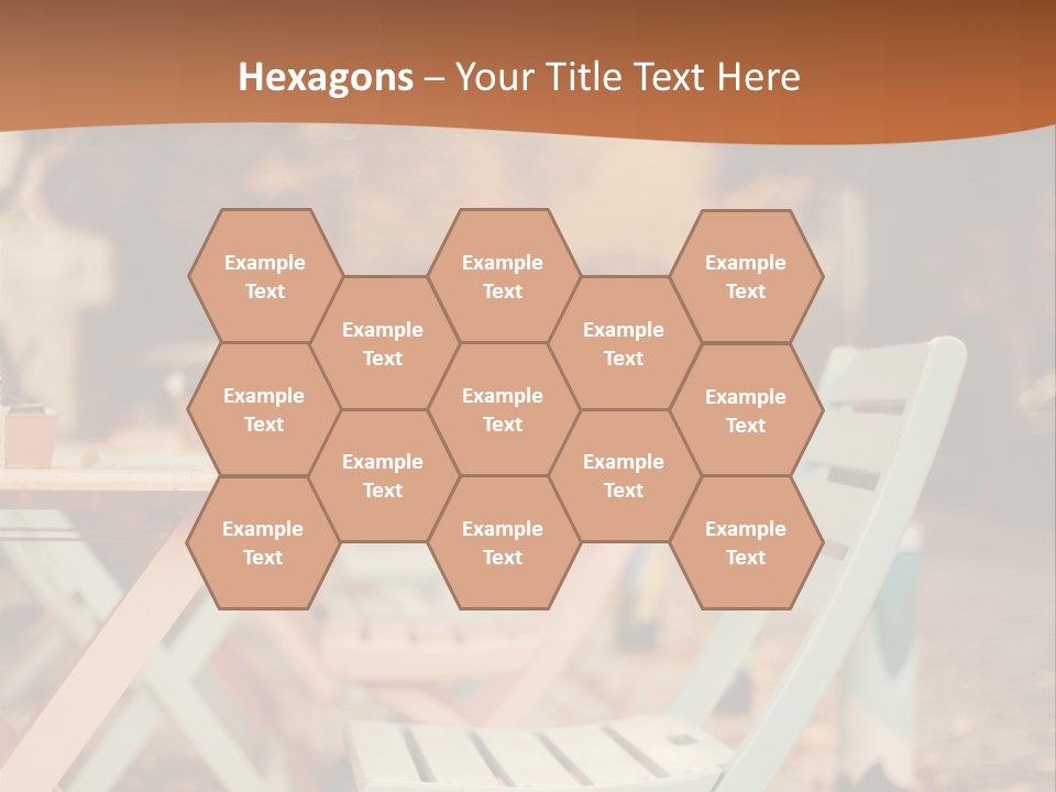 A Table And Chairs With A Cup Of Coffee On It PowerPoint Template