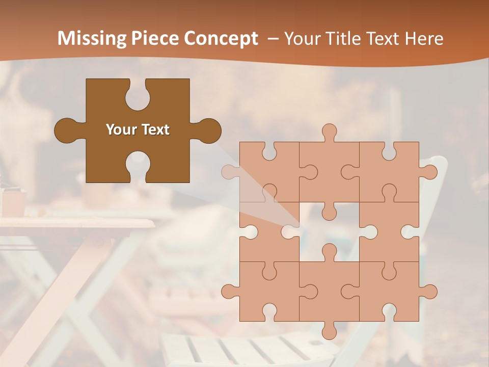 A Table And Chairs With A Cup Of Coffee On It PowerPoint Template