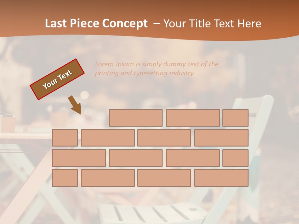 A Table And Chairs With A Cup Of Coffee On It PowerPoint Template