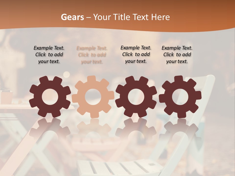 A Table And Chairs With A Cup Of Coffee On It PowerPoint Template