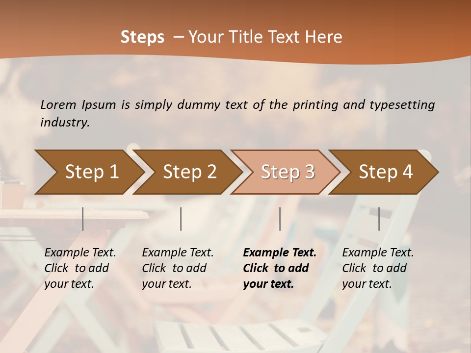 A Table And Chairs With A Cup Of Coffee On It PowerPoint Template