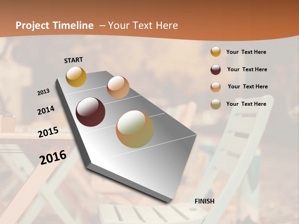 A Table And Chairs With A Cup Of Coffee On It PowerPoint Template