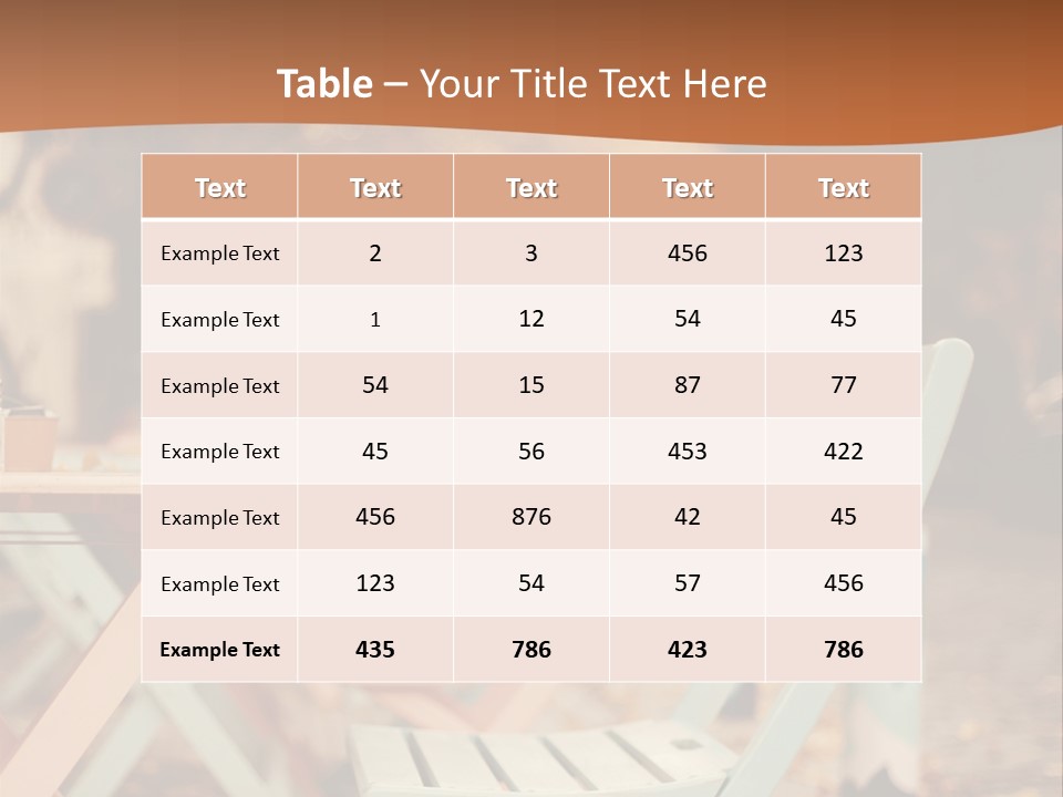 A Table And Chairs With A Cup Of Coffee On It PowerPoint Template