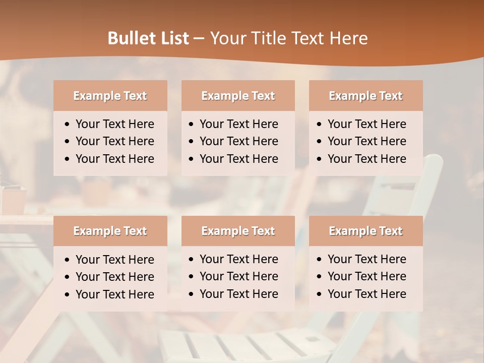 A Table And Chairs With A Cup Of Coffee On It PowerPoint Template