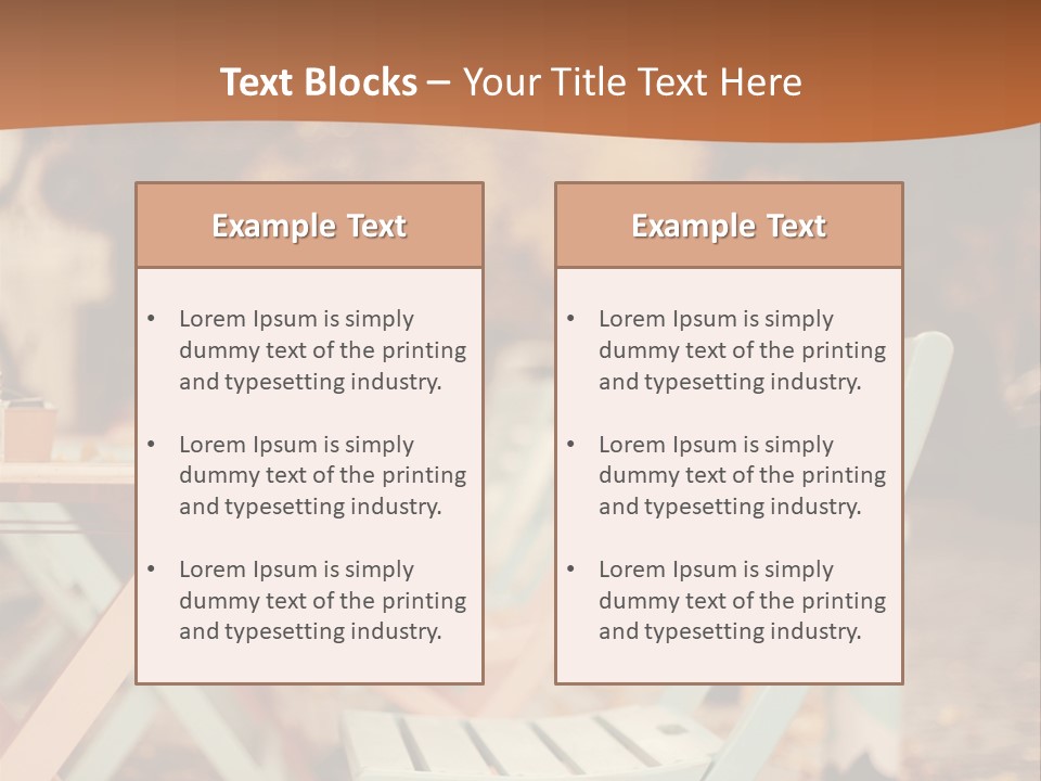 A Table And Chairs With A Cup Of Coffee On It PowerPoint Template