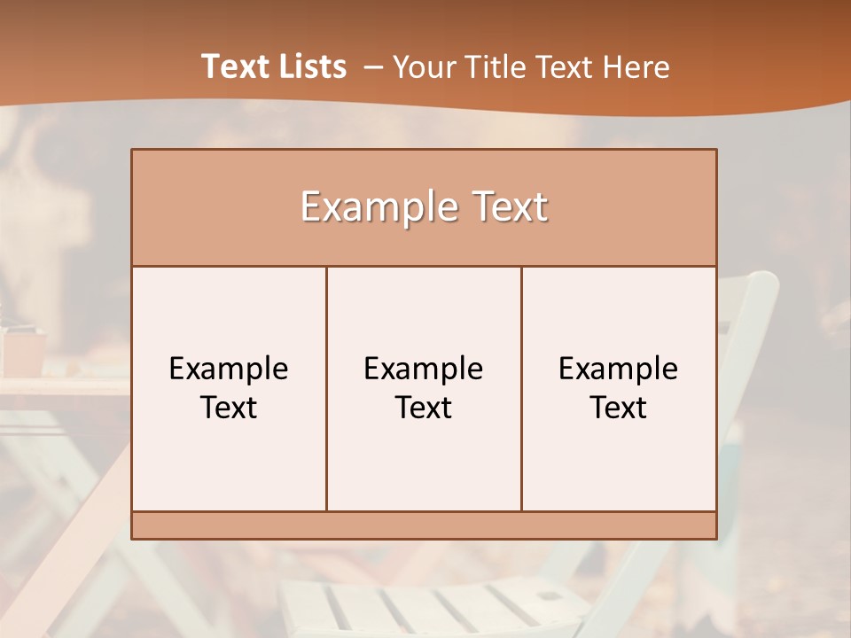 A Table And Chairs With A Cup Of Coffee On It PowerPoint Template