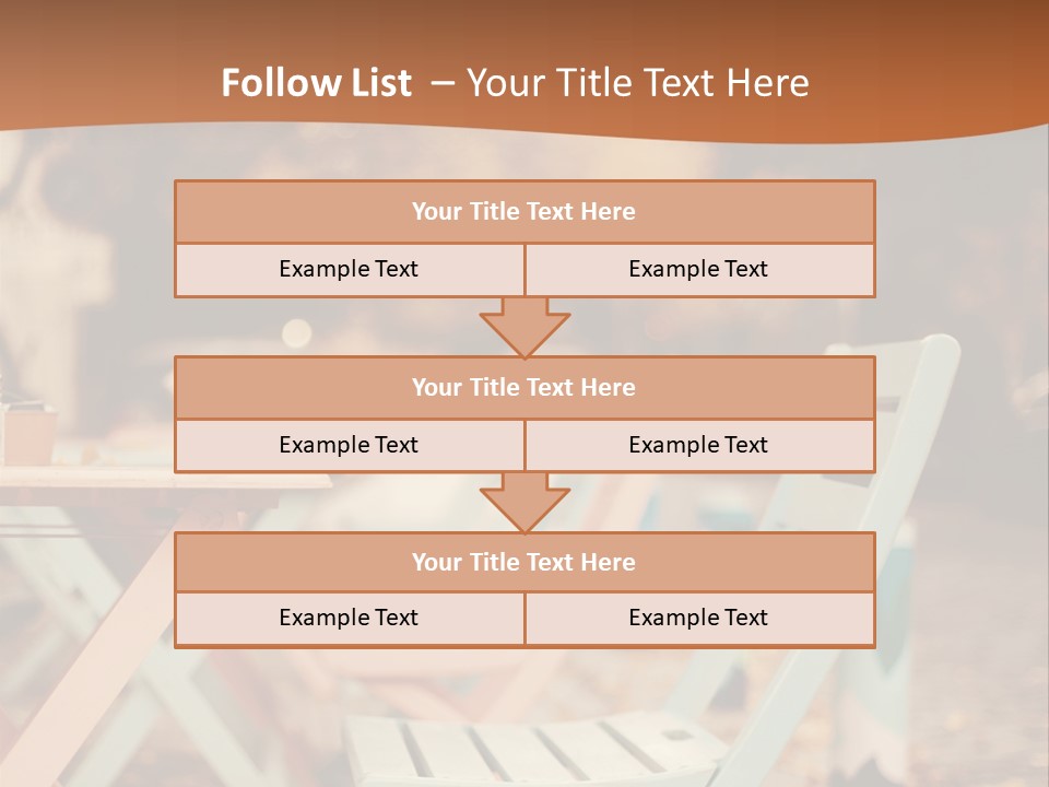 A Table And Chairs With A Cup Of Coffee On It PowerPoint Template