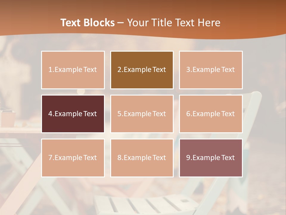 A Table And Chairs With A Cup Of Coffee On It PowerPoint Template