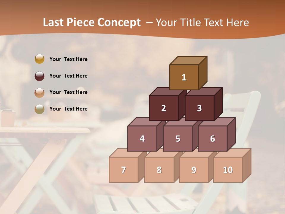 A Table And Chairs With A Cup Of Coffee On It PowerPoint Template