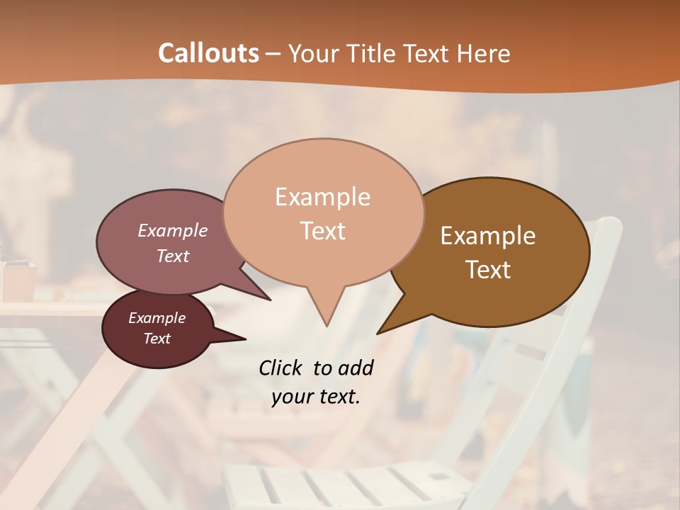 A Table And Chairs With A Cup Of Coffee On It PowerPoint Template