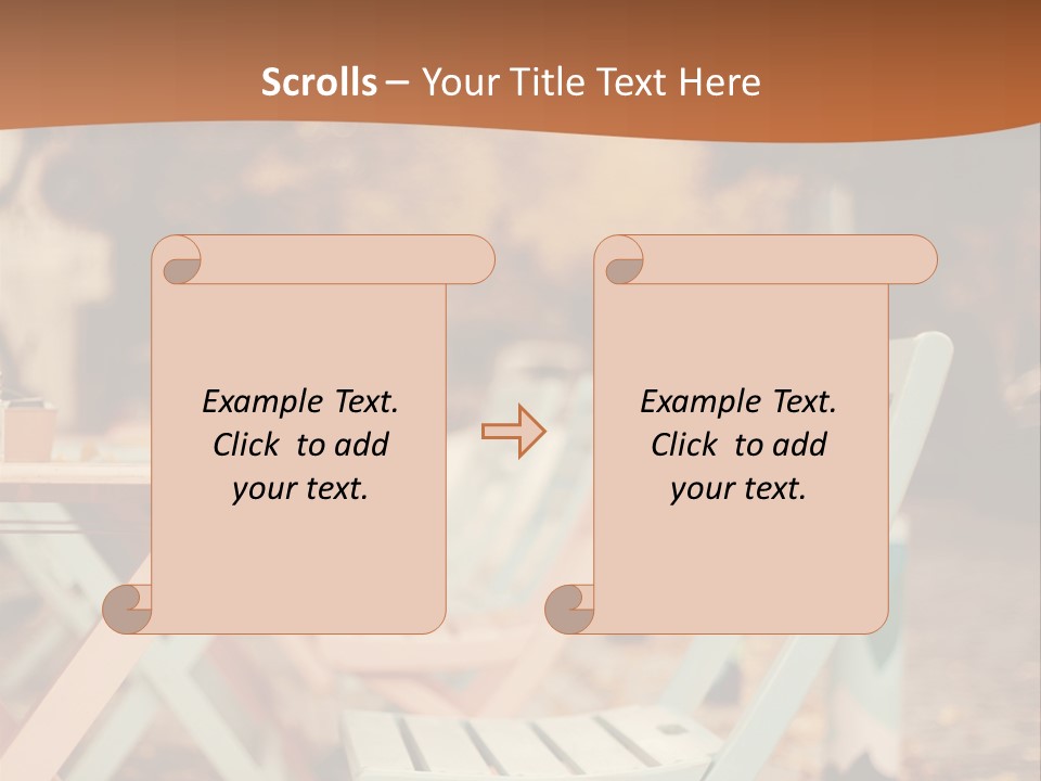 A Table And Chairs With A Cup Of Coffee On It PowerPoint Template