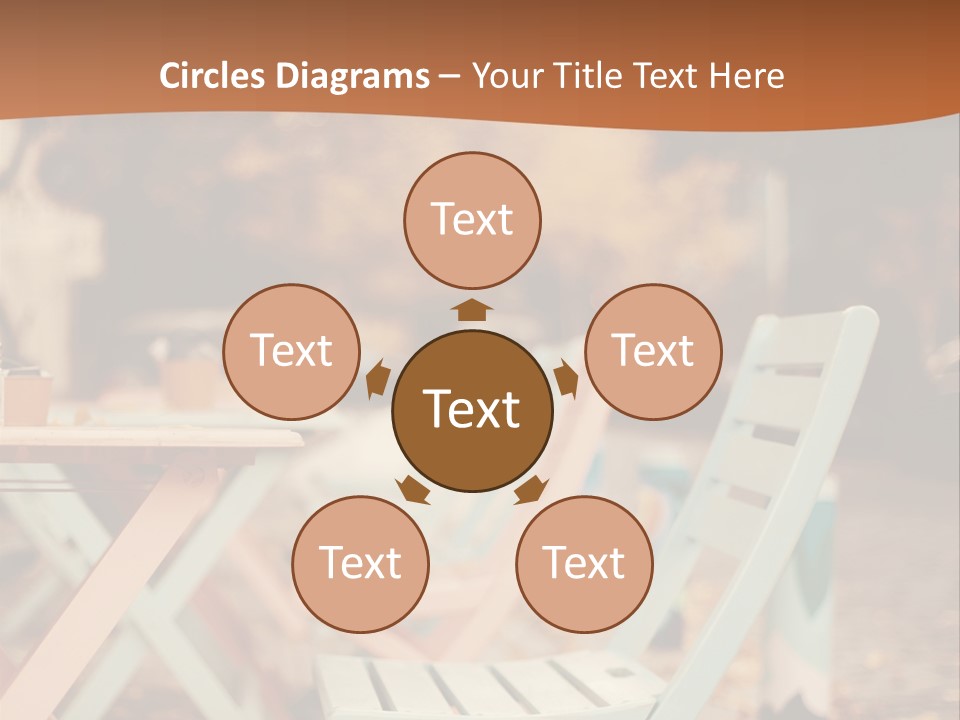 A Table And Chairs With A Cup Of Coffee On It PowerPoint Template