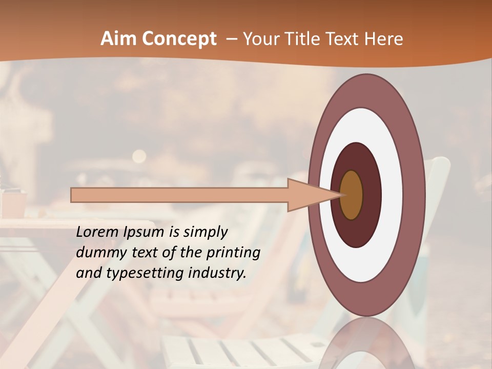 A Table And Chairs With A Cup Of Coffee On It PowerPoint Template