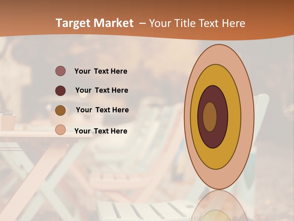 A Table And Chairs With A Cup Of Coffee On It PowerPoint Template