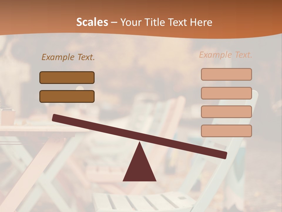 A Table And Chairs With A Cup Of Coffee On It PowerPoint Template