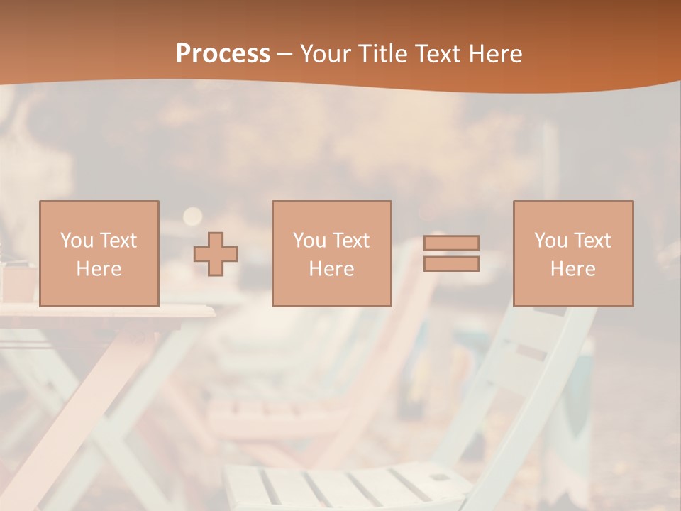 A Table And Chairs With A Cup Of Coffee On It PowerPoint Template