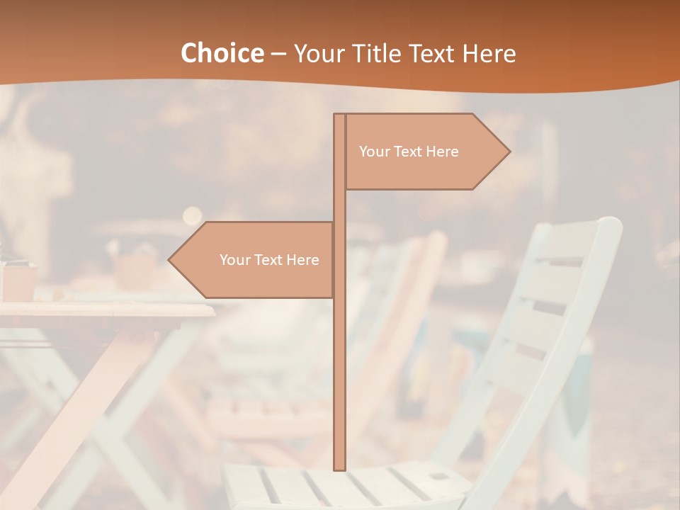 A Table And Chairs With A Cup Of Coffee On It PowerPoint Template