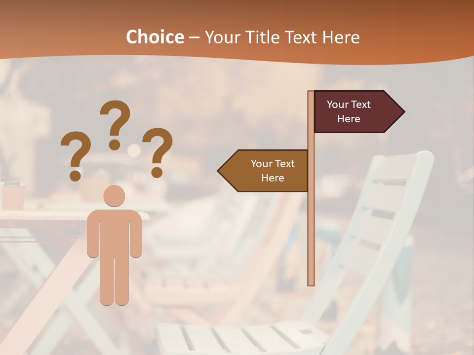 A Table And Chairs With A Cup Of Coffee On It PowerPoint Template