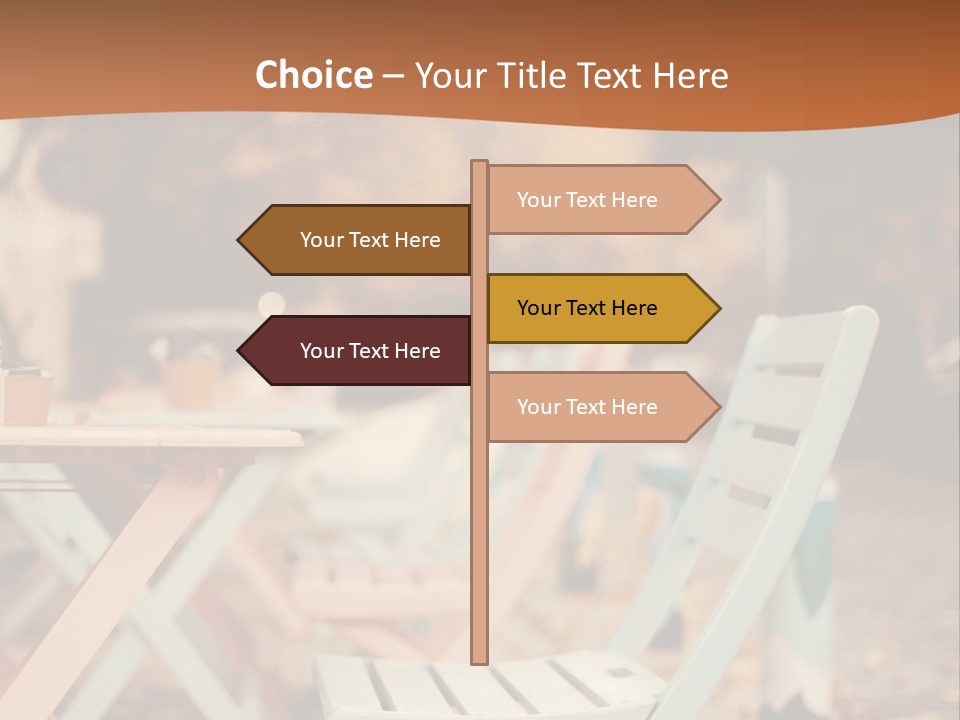 A Table And Chairs With A Cup Of Coffee On It PowerPoint Template