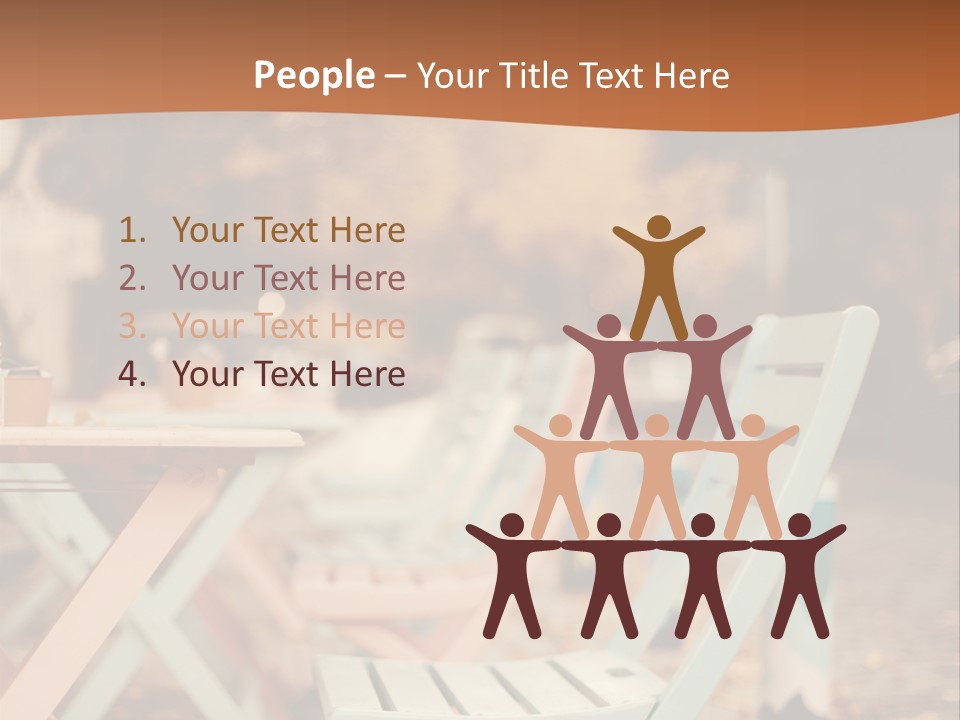 A Table And Chairs With A Cup Of Coffee On It PowerPoint Template