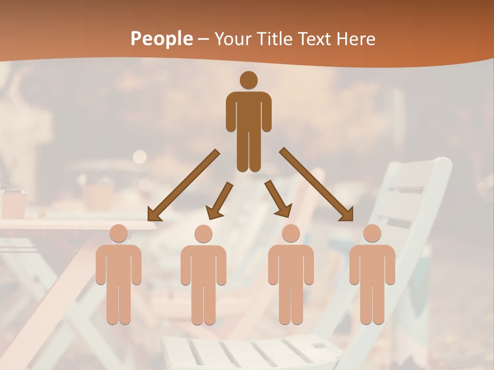 A Table And Chairs With A Cup Of Coffee On It PowerPoint Template