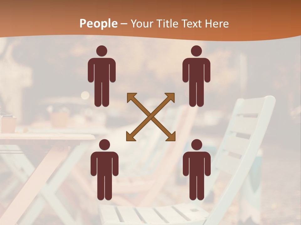 A Table And Chairs With A Cup Of Coffee On It PowerPoint Template