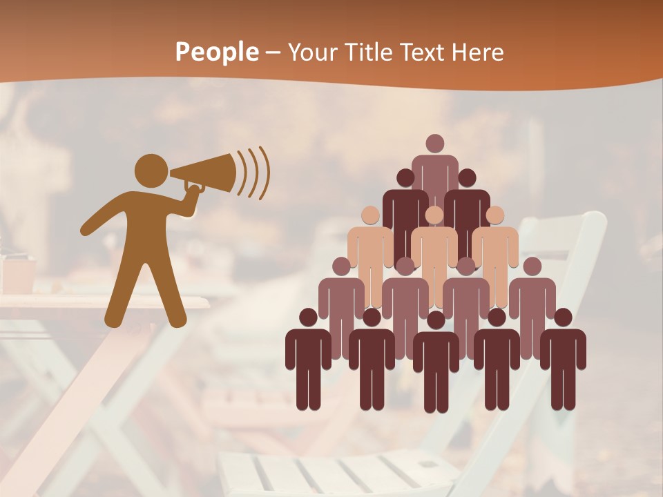 A Table And Chairs With A Cup Of Coffee On It PowerPoint Template