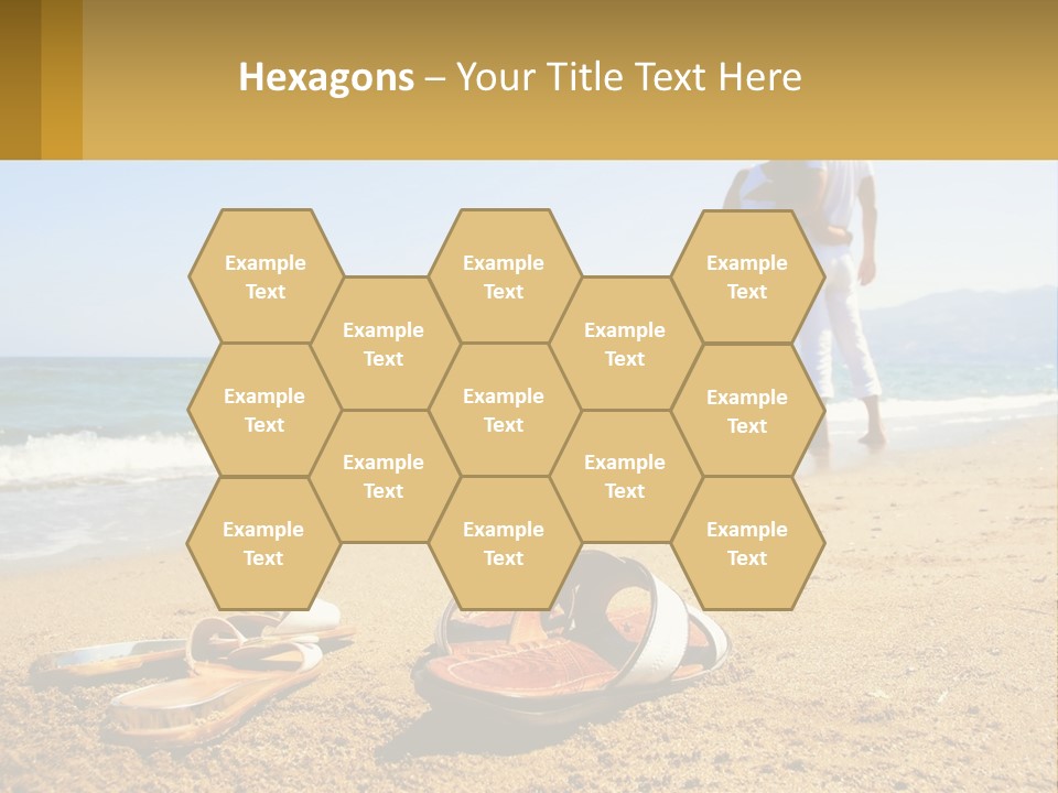 A Couple Of People Standing On Top Of A Sandy Beach PowerPoint Template