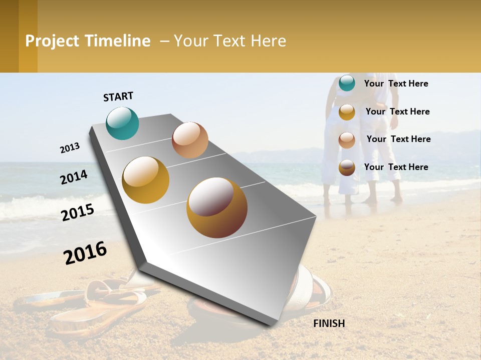 A Couple Of People Standing On Top Of A Sandy Beach PowerPoint Template