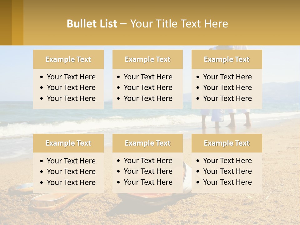 A Couple Of People Standing On Top Of A Sandy Beach PowerPoint Template
