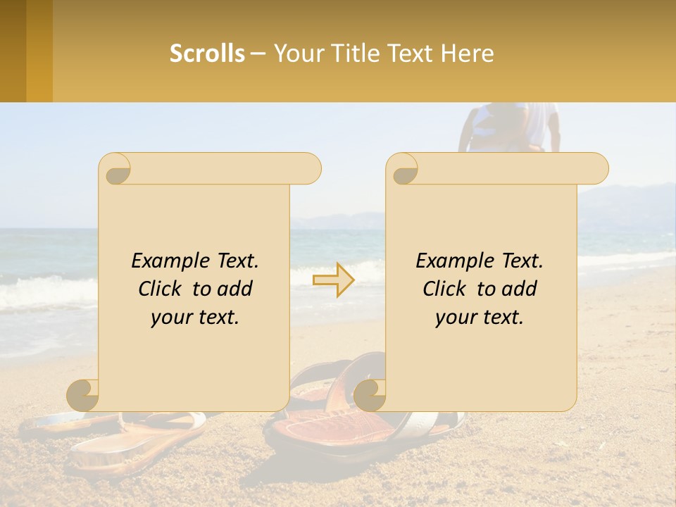 A Couple Of People Standing On Top Of A Sandy Beach PowerPoint Template