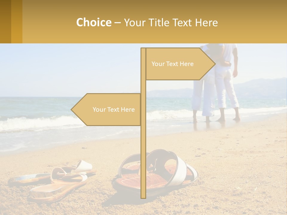 A Couple Of People Standing On Top Of A Sandy Beach PowerPoint Template