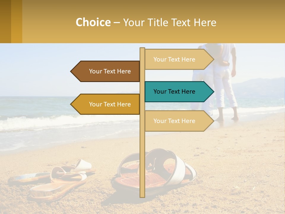 A Couple Of People Standing On Top Of A Sandy Beach PowerPoint Template