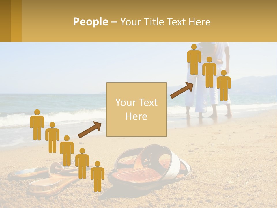 A Couple Of People Standing On Top Of A Sandy Beach PowerPoint Template