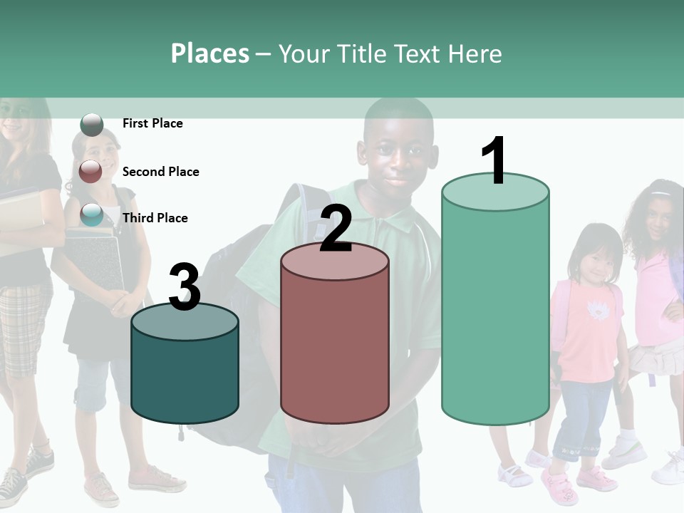 A Group Of Kids With Backpacks Standing In Front Of A White Background PowerPoint Template