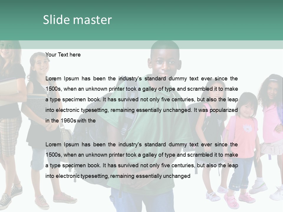 A Group Of Kids With Backpacks Standing In Front Of A White Background PowerPoint Template