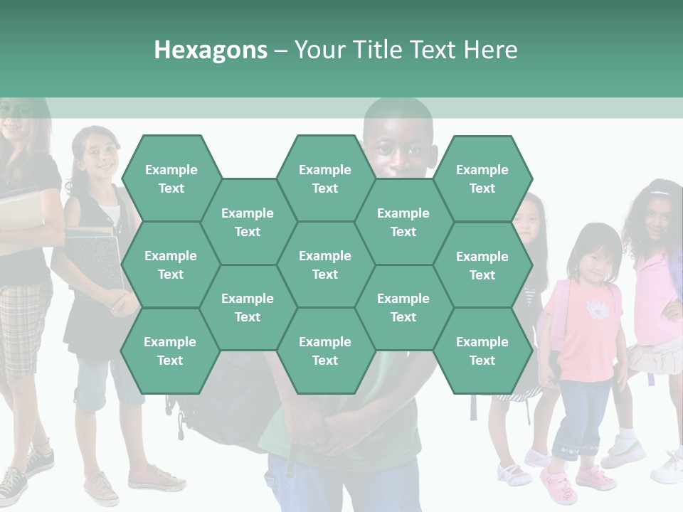 A Group Of Kids With Backpacks Standing In Front Of A White Background PowerPoint Template