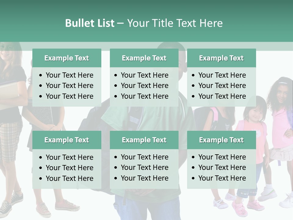 A Group Of Kids With Backpacks Standing In Front Of A White Background PowerPoint Template